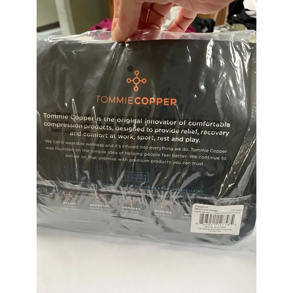 4X Tommie Copper Socks Womens Over‎ the Calf Compression Large Gray Jade Green